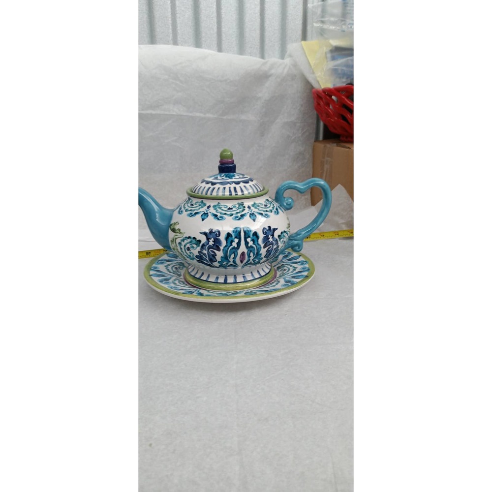 Joyce Shelton Studios Mediterranean Style Teapot and Plate